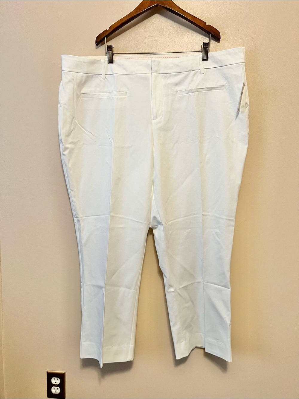 Maeve White Cropped Slim Straight Trousers